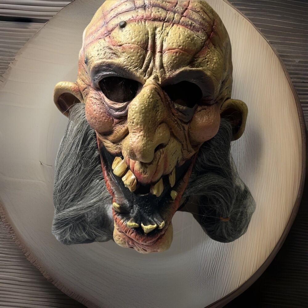 Vintage 2001 Paper Magic Group Rubber Mask Old Monster Long Bearded Ogre